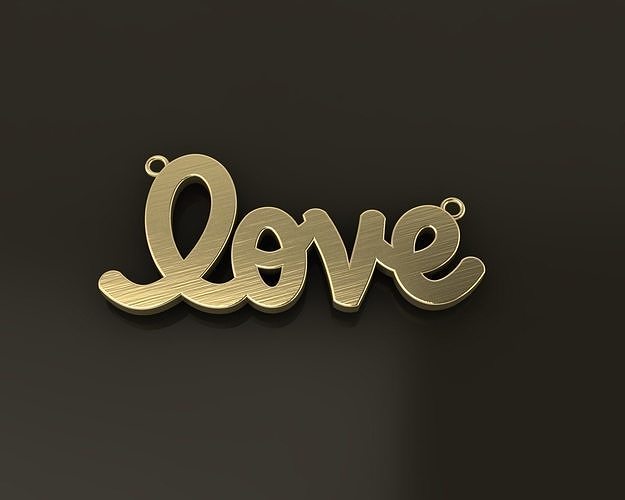 LOVE CURSIVE PENDANT 45MM WIDTH LENGTH LARGE SIZE 3D print model