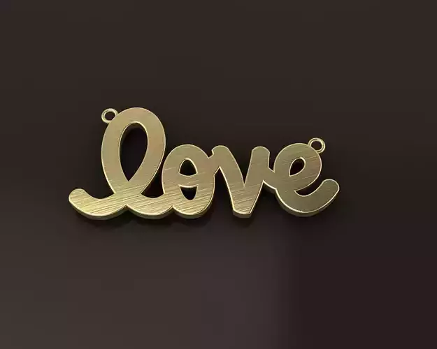 LOVE CURSIVE PENDANT 45MM WIDTH LENGTH LARGE SIZE 3D print model