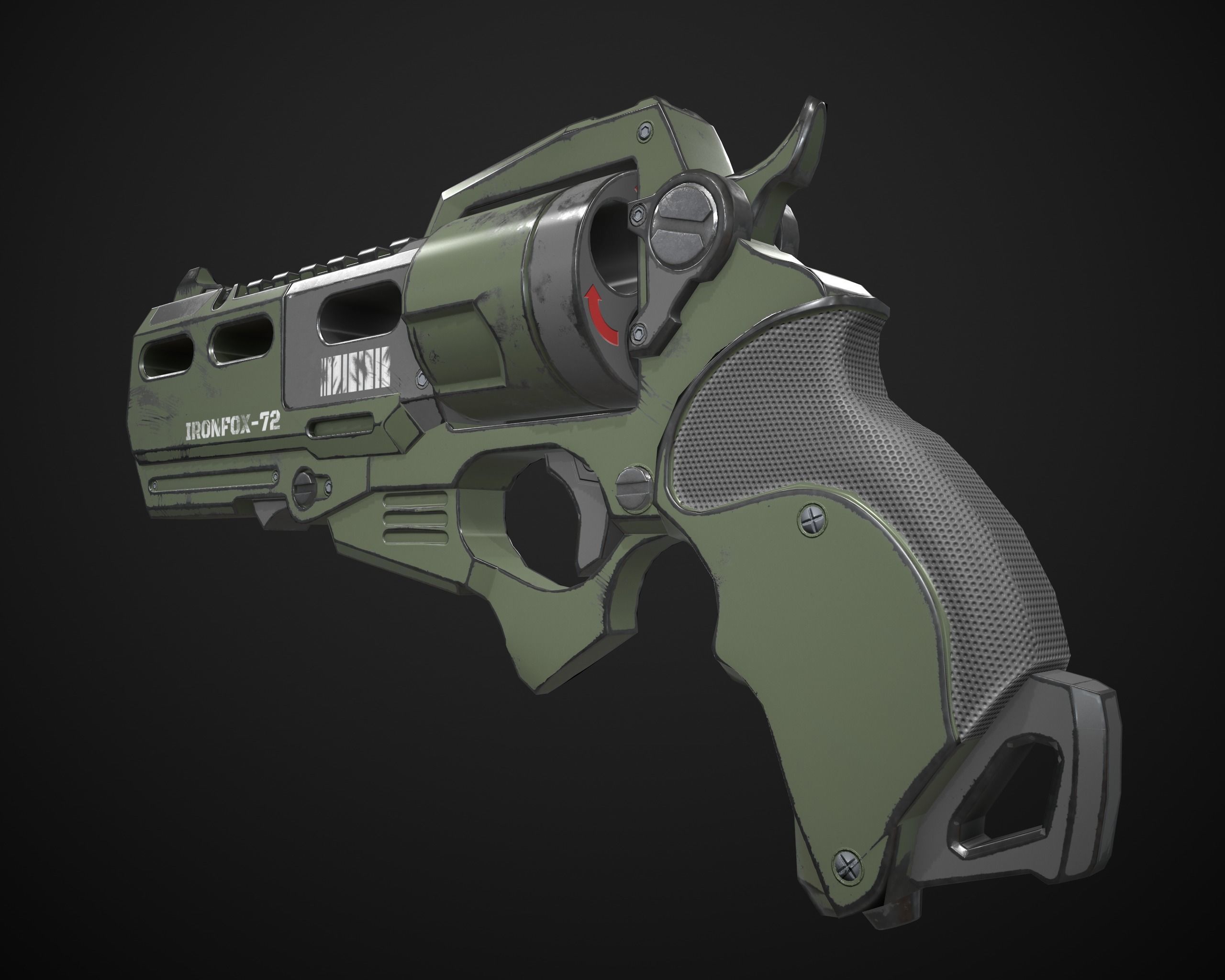 Sci-Fi Revolver Low-poly 3D model_5