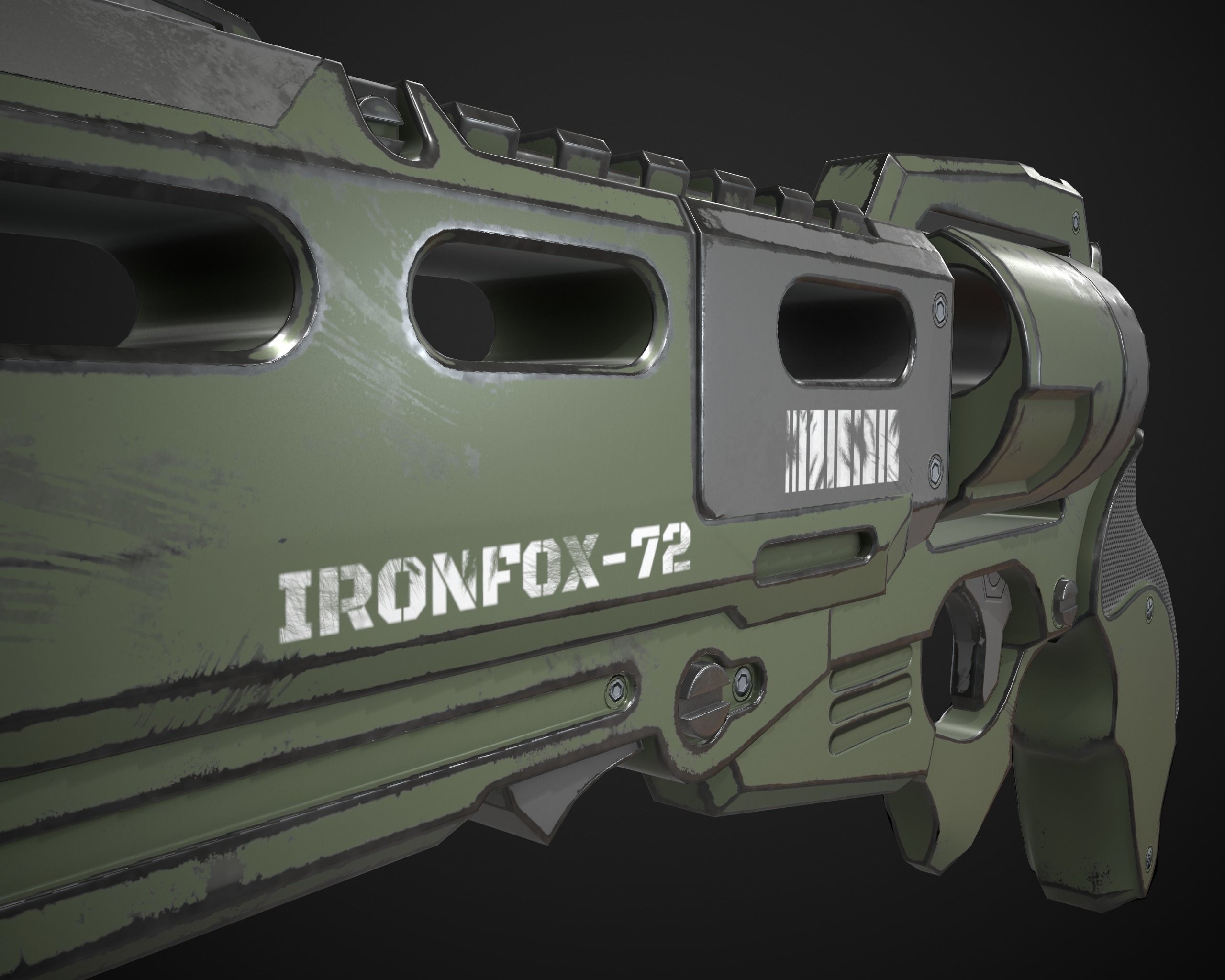 Sci-Fi Revolver Low-poly 3D model_7