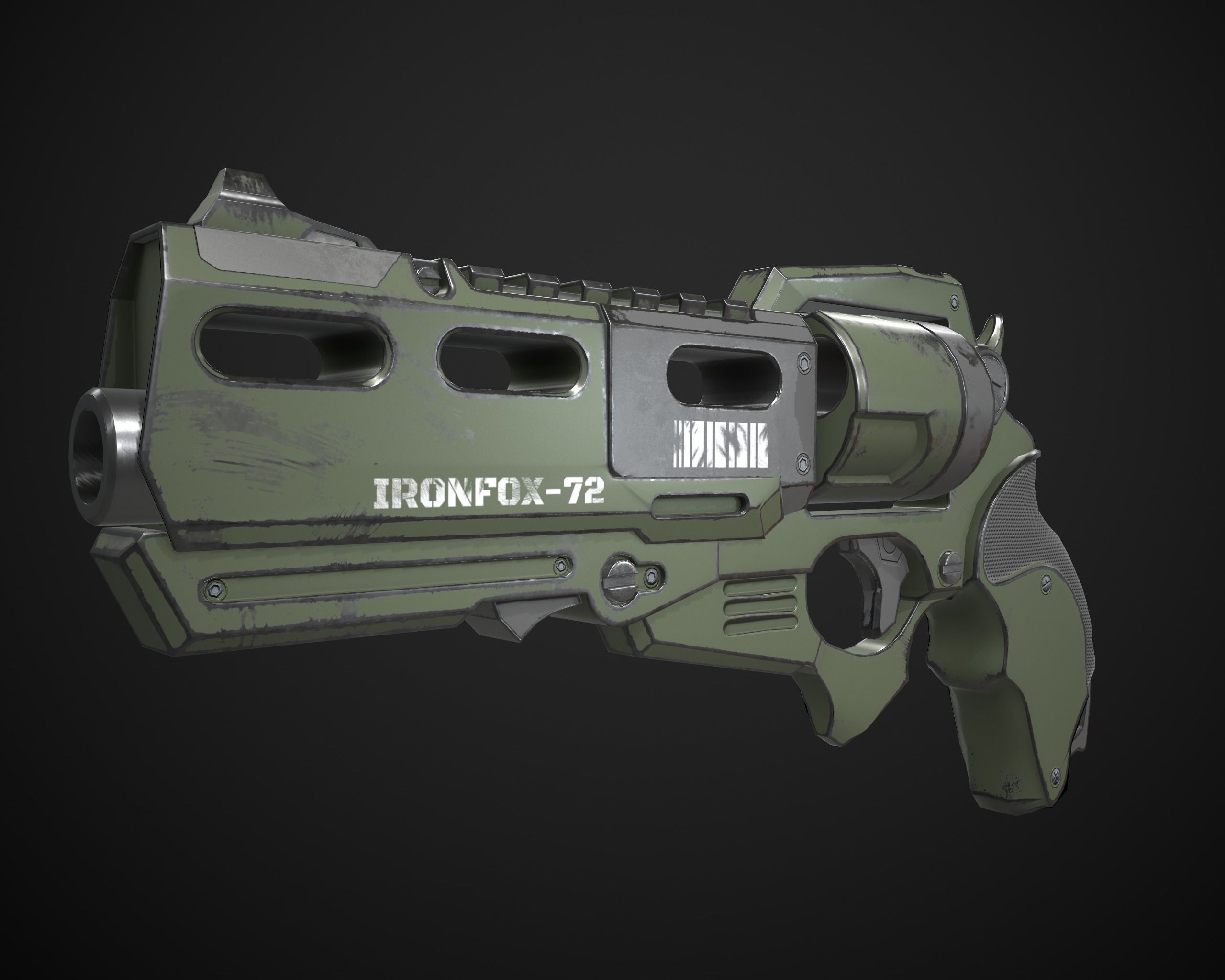 Sci-Fi Revolver Low-poly 3D model_4