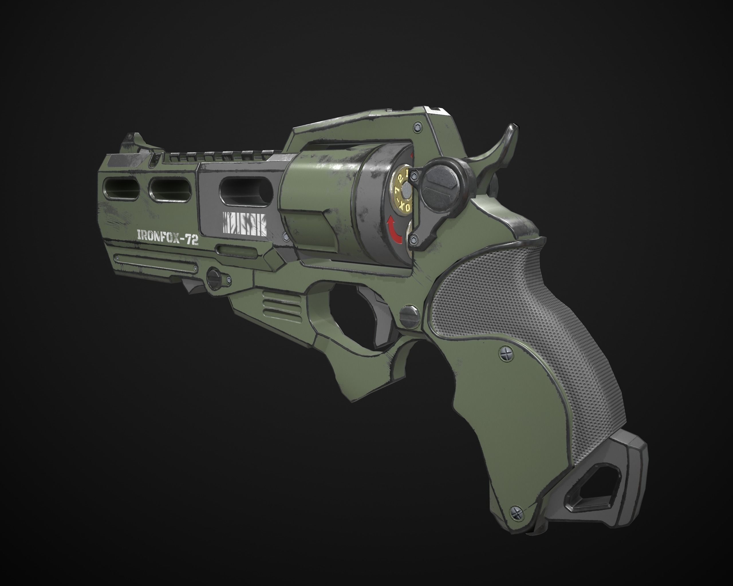 Sci-Fi Revolver Low-poly 3D model_10