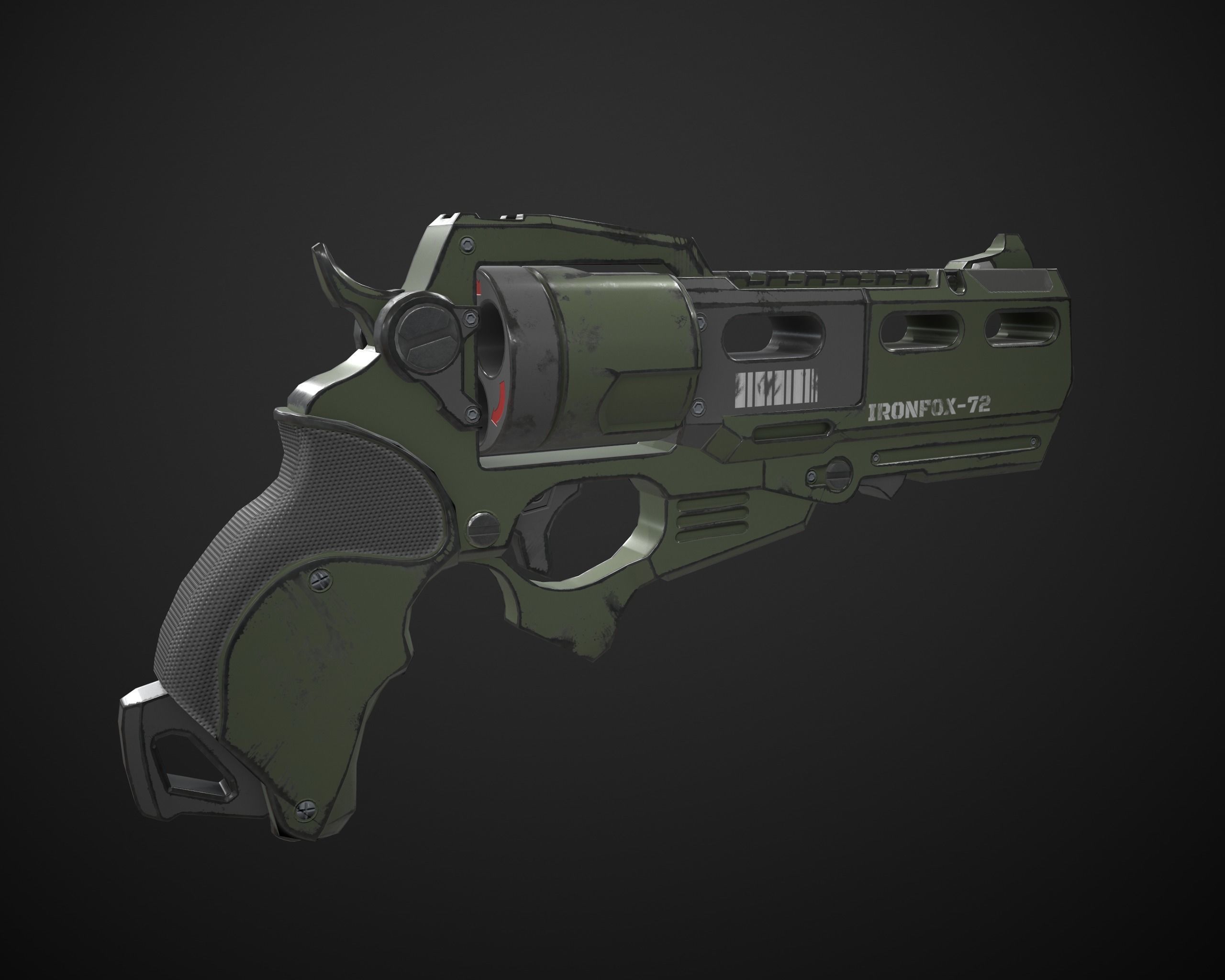 Sci-Fi Revolver Low-poly 3D model_6