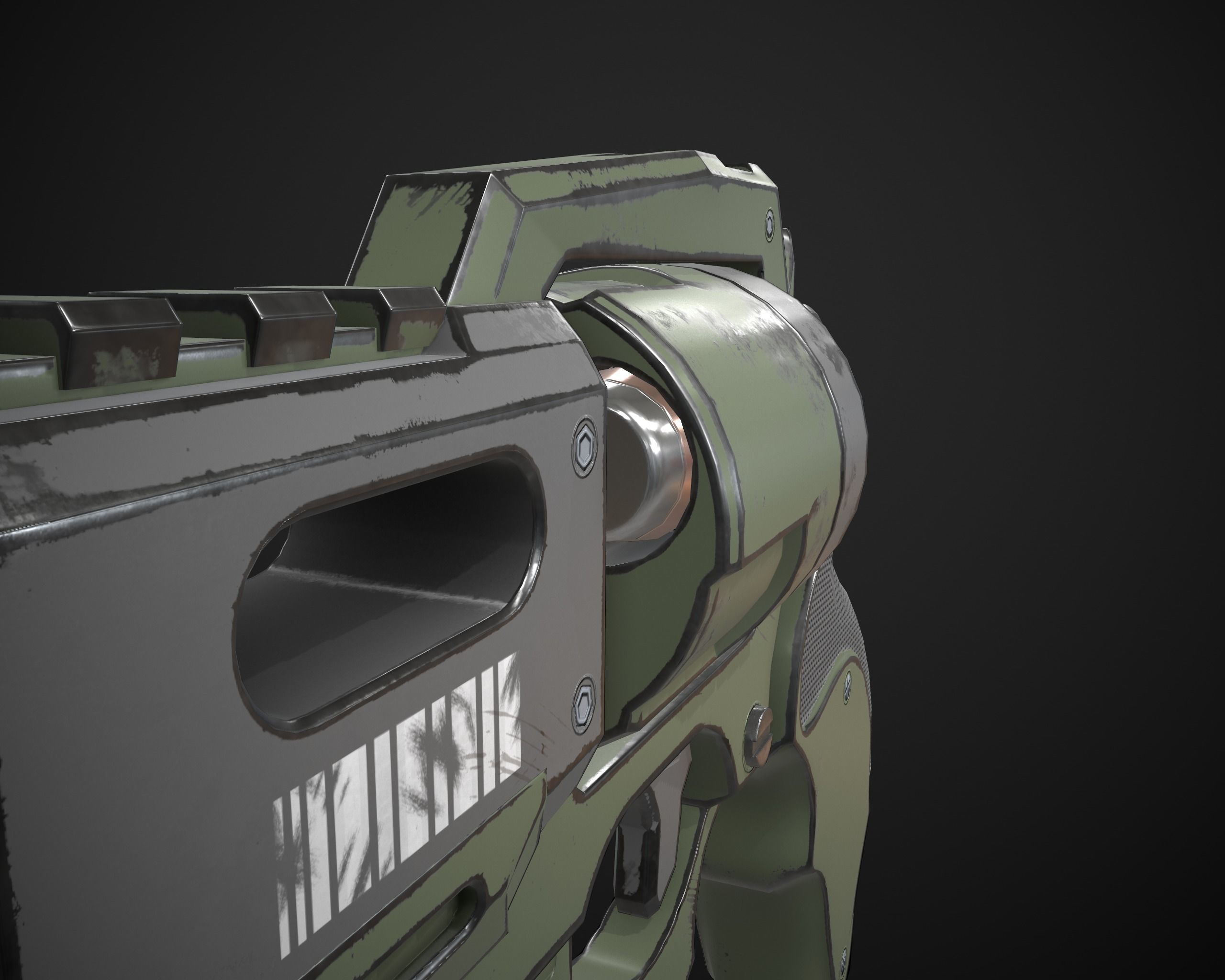 Sci-Fi Revolver Low-poly 3D model_11