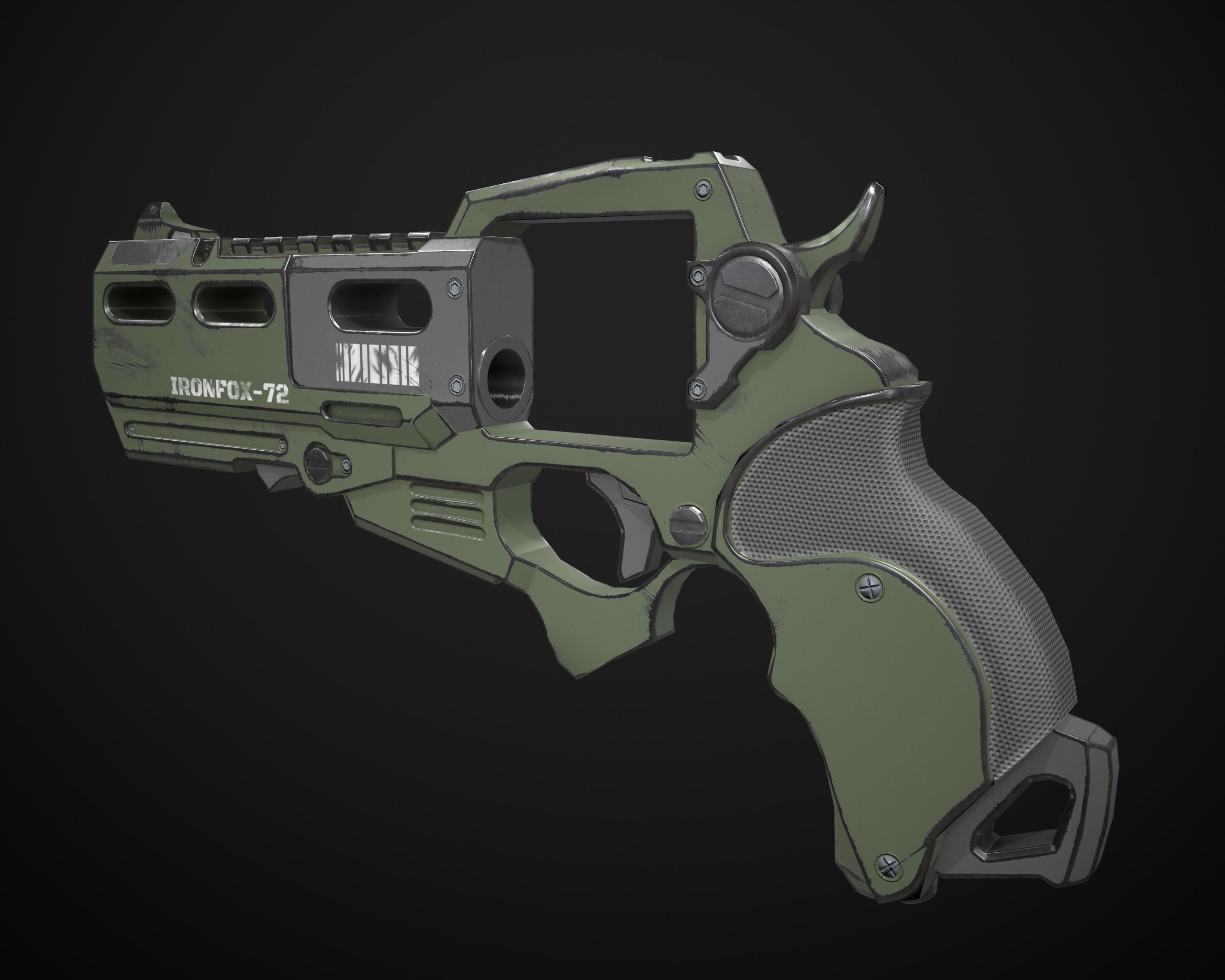 Sci-Fi Revolver Low-poly 3D model_15