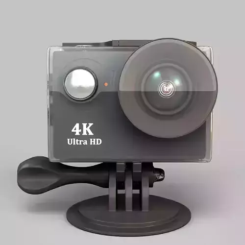 Action camera in a protective box Low-poly 3D model