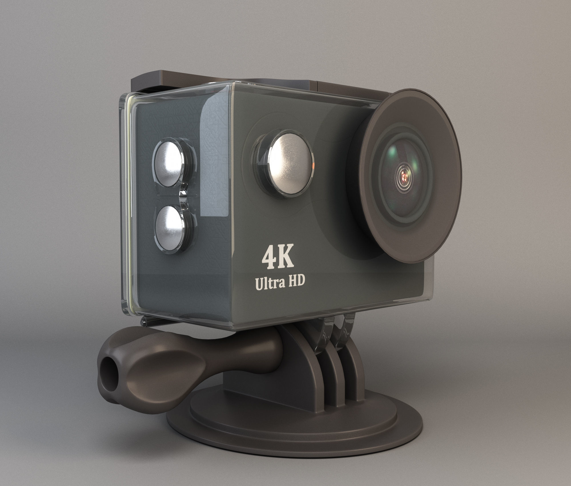 Action camera in a protective box Low-poly 3D model_2
