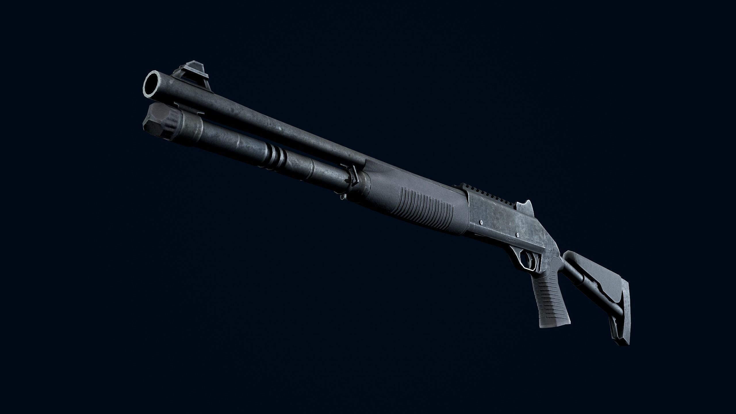 Benelli M4 Low-poly 3D model_11