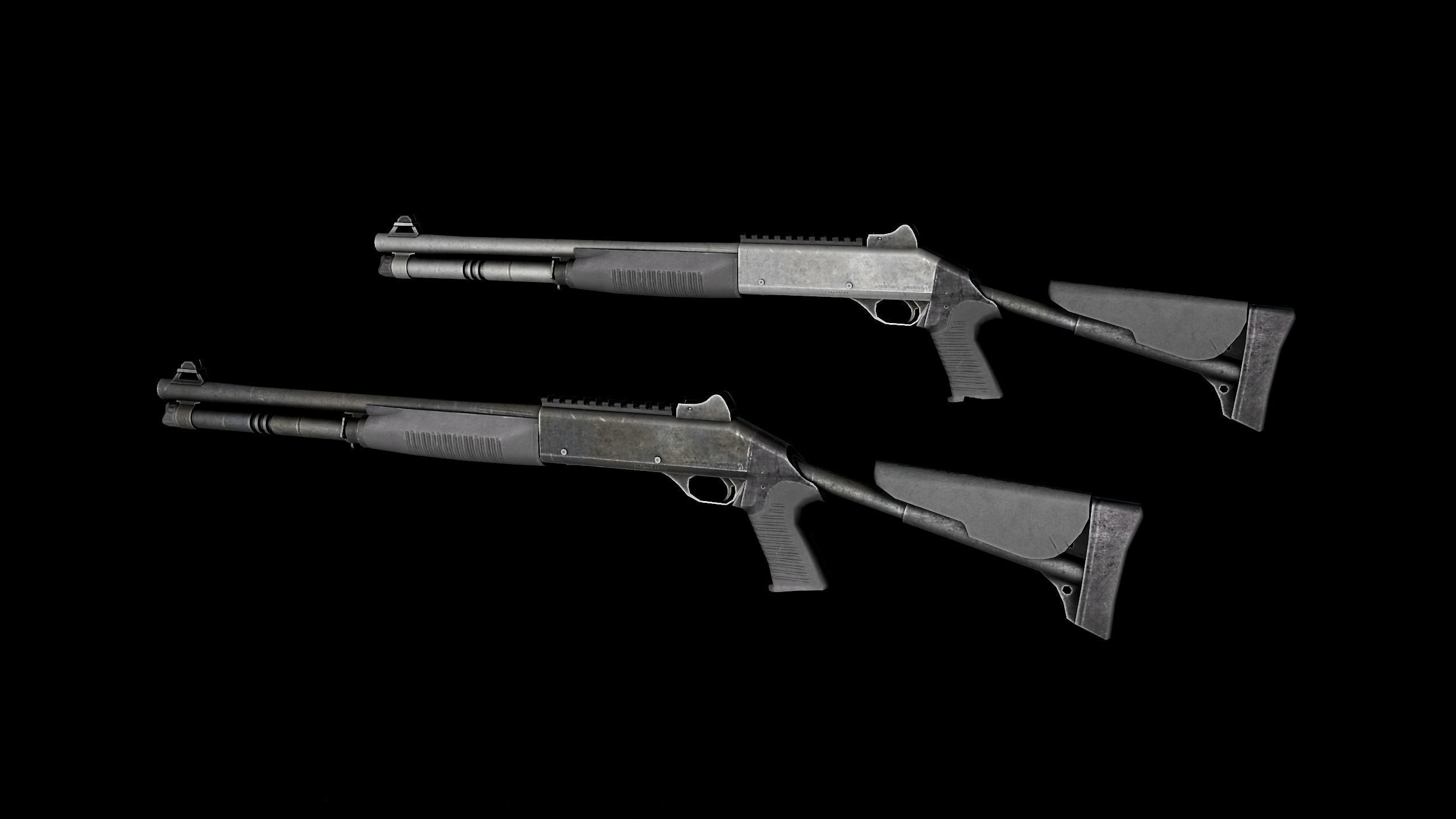 Benelli M4 Low-poly 3D model_9