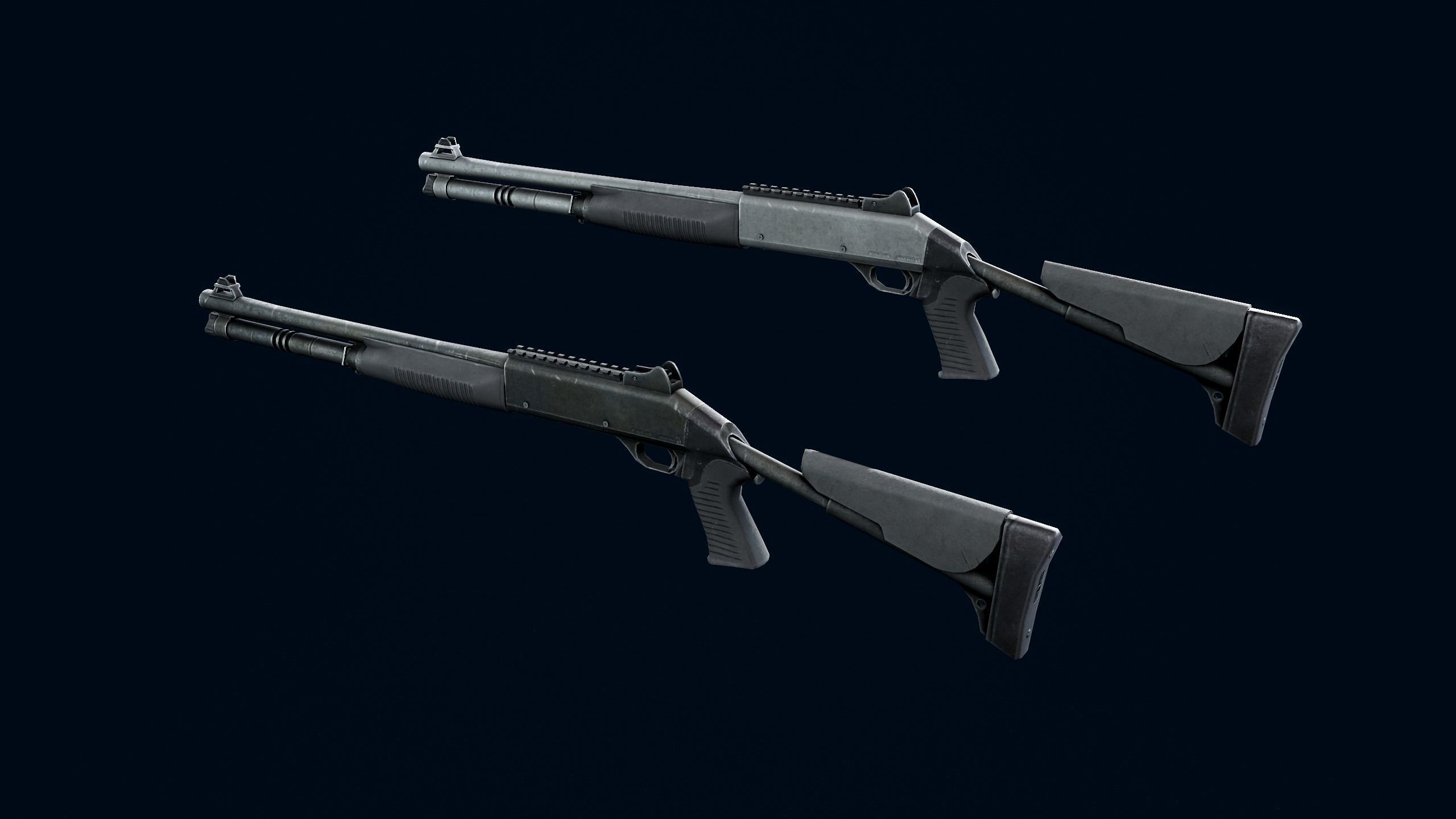 Benelli M4 Low-poly 3D model_4