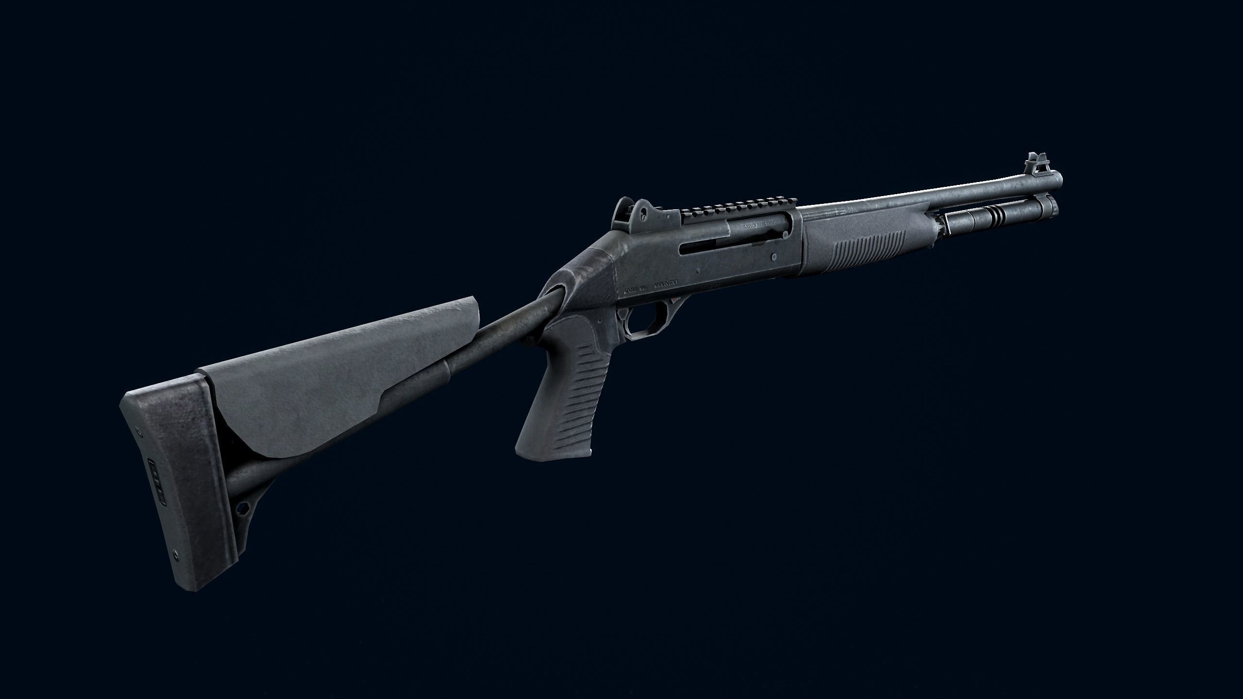Benelli M4 Low-poly 3D model_10