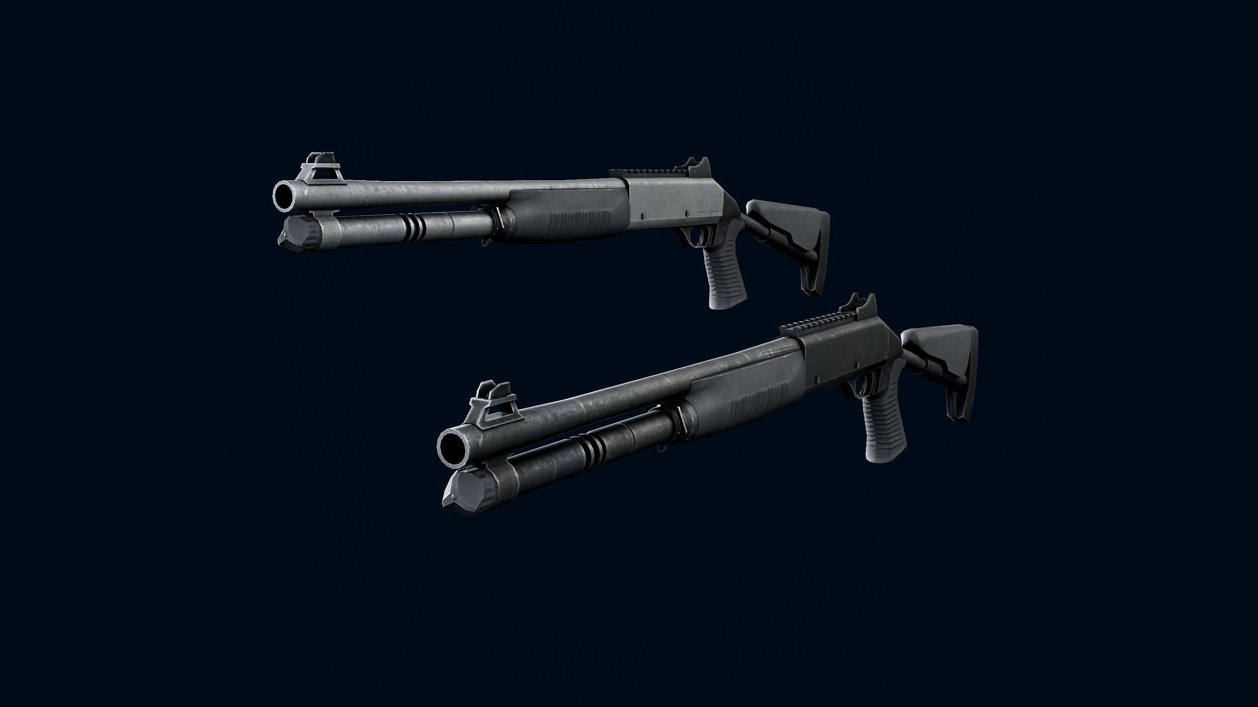 Benelli M4 Low-poly 3D model_8