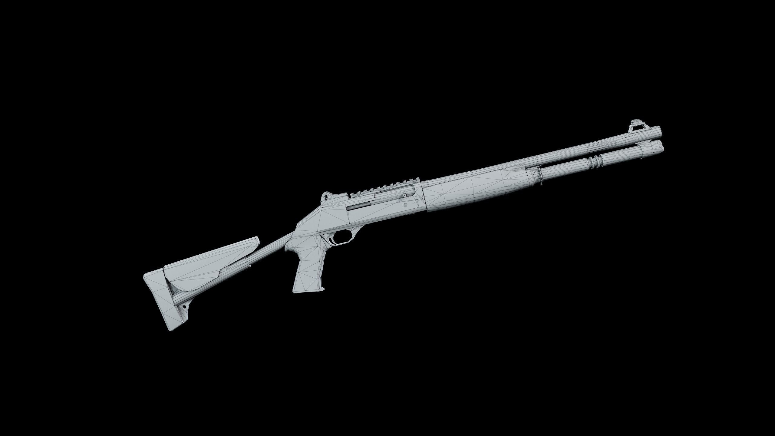 Benelli M4 Low-poly 3D model_7