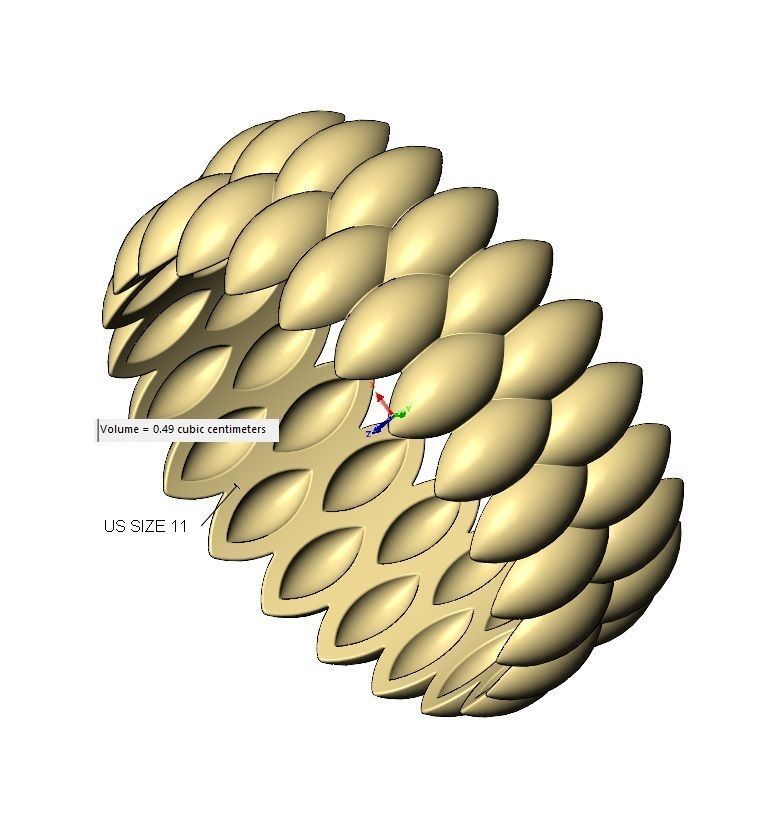 Double row seed shaped motif band size 5to11  3D print model_11