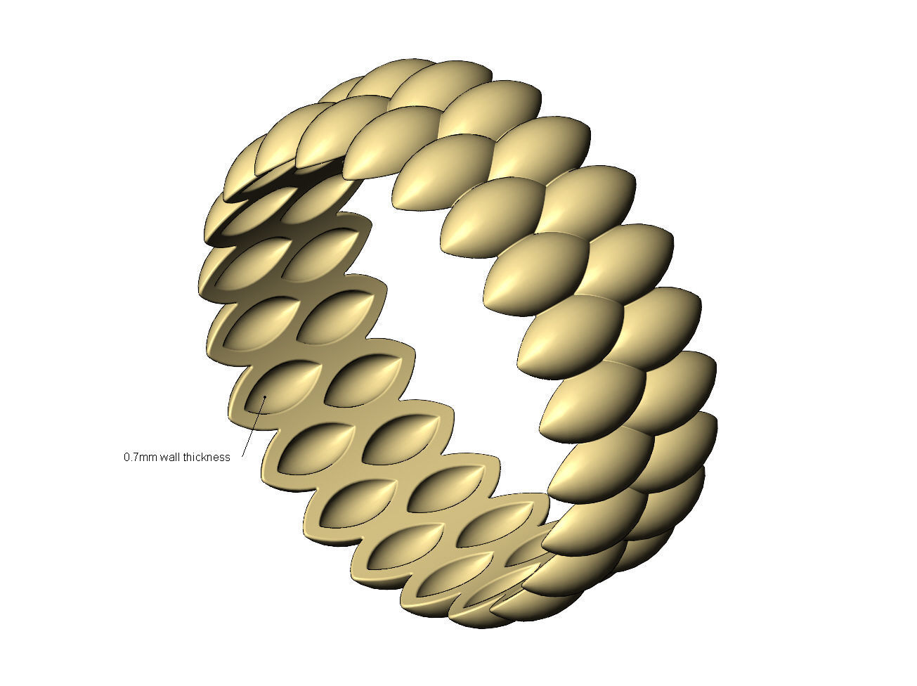 Double row seed shaped motif band size 5to11  3D print model_7