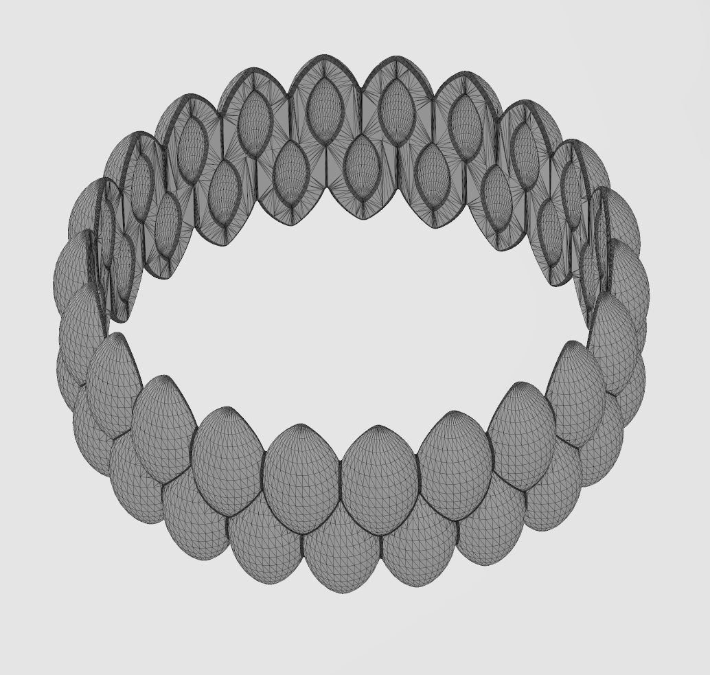 Double row seed shaped motif band size 5to11  3D print model_14