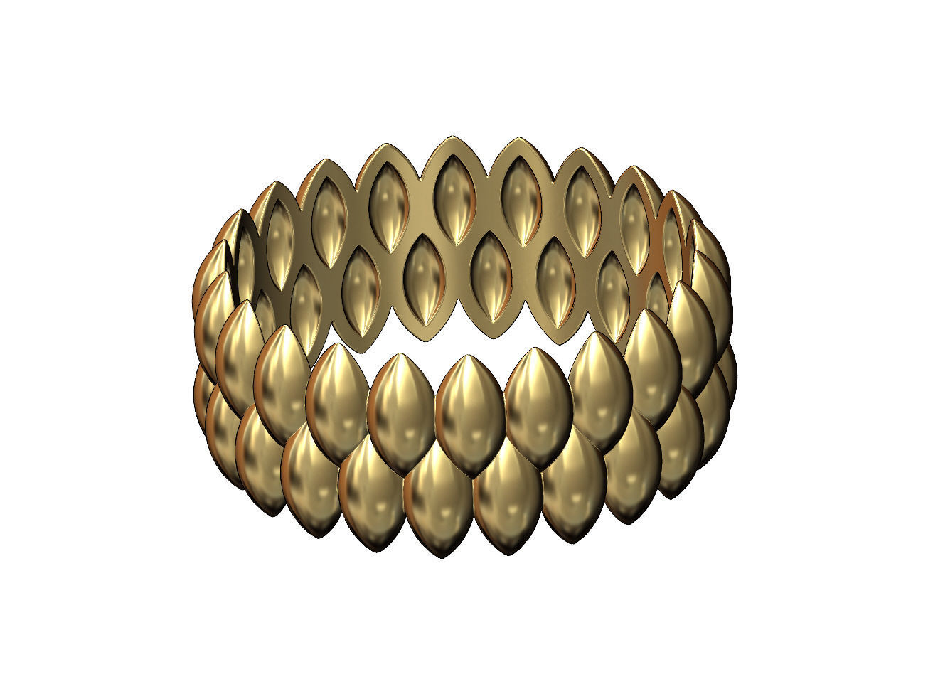 Double row seed shaped motif band size 5to11  3D print model_2