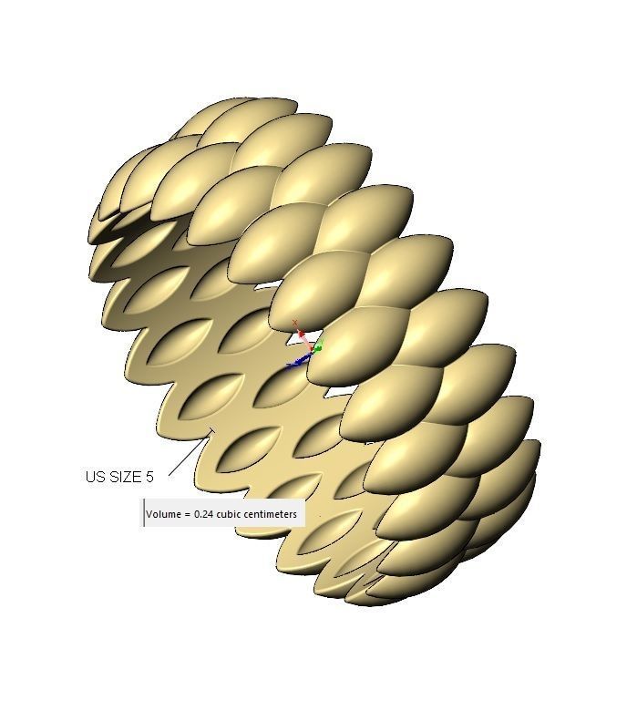 Double row seed shaped motif band size 5to11  3D print model_10