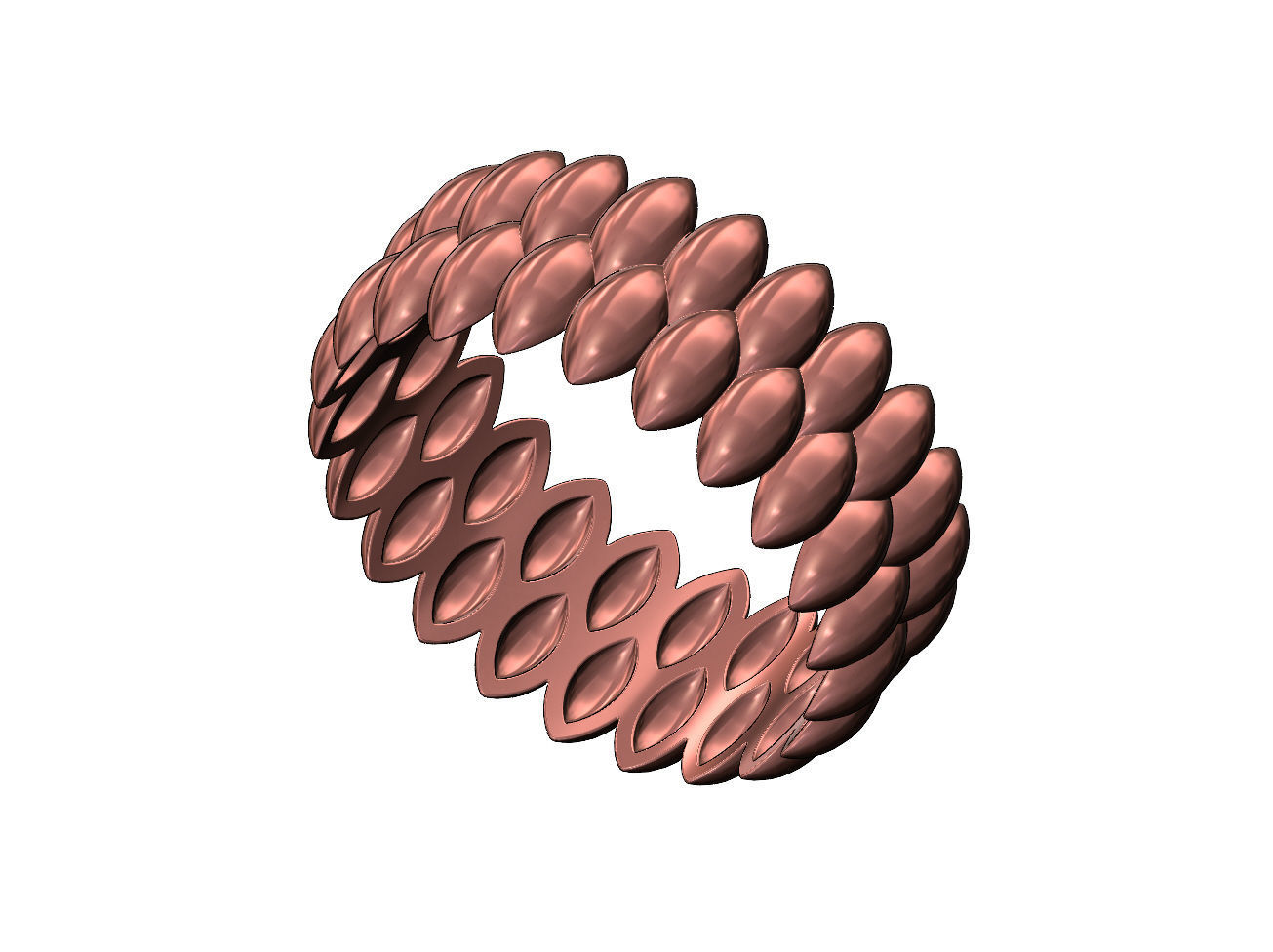 Double row seed shaped motif band size 5to11  3D print model_8