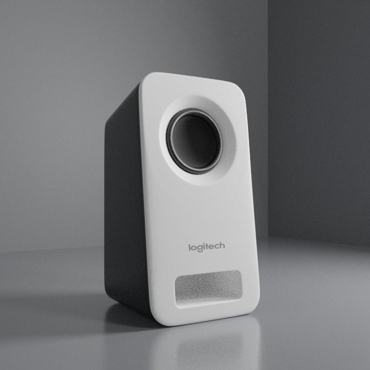 White Logitech Desktop Speaker Low-poly 3D model_9