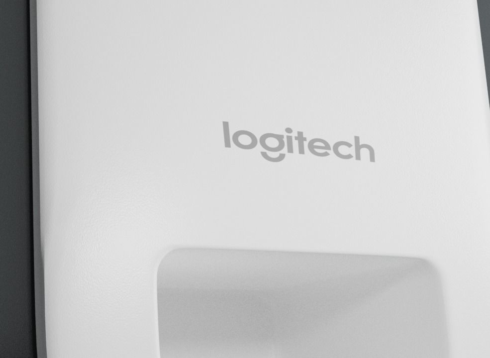 White Logitech Desktop Speaker Low-poly 3D model_4