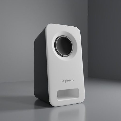 White Logitech Desktop Speaker Low-poly 3D model