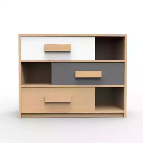 Cabinet dresser with three drawers