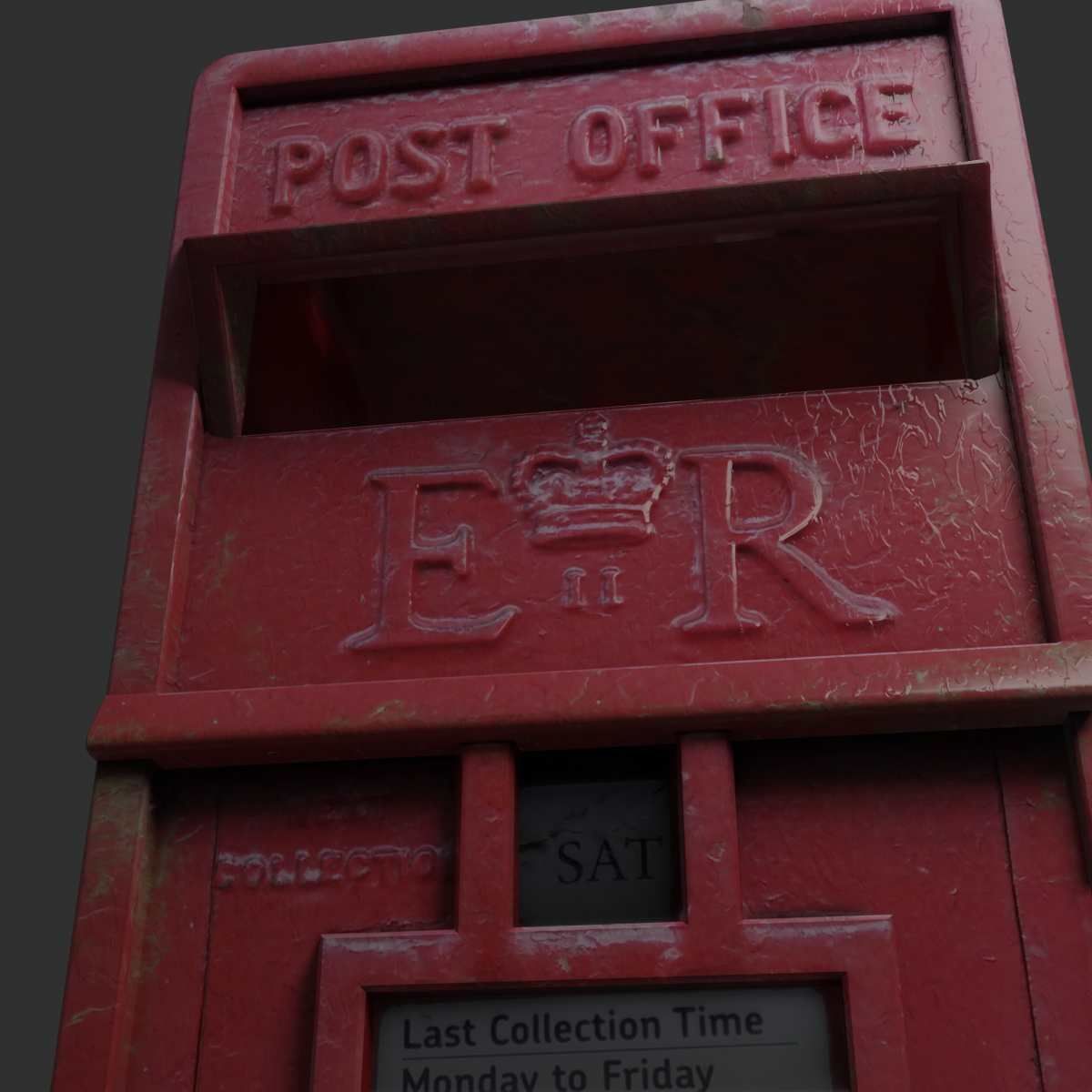 Post Box - Low Poly British Royal Mail Red letterbox-mailbox Low-poly 3D model_2