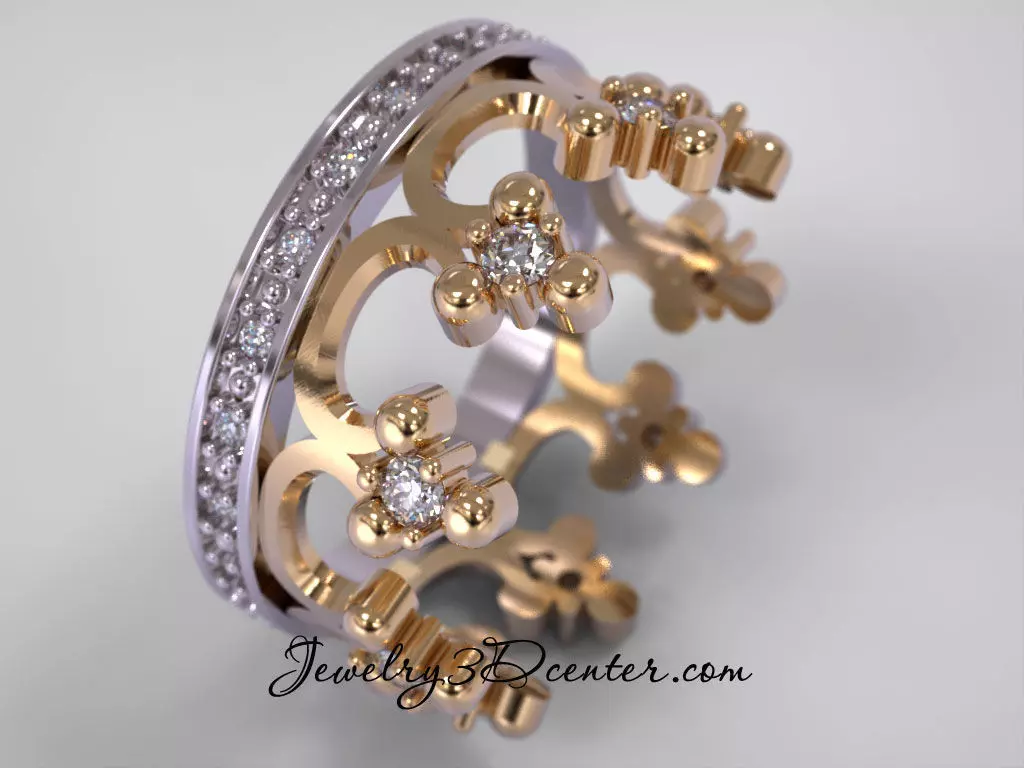 wedding ring with crown obr 144 3D print model