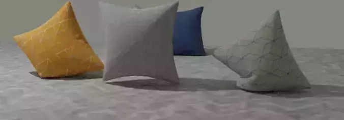 Cushions set of pillows on table