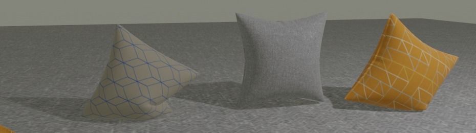 Cushions set of pillows on table Free 3D model_1