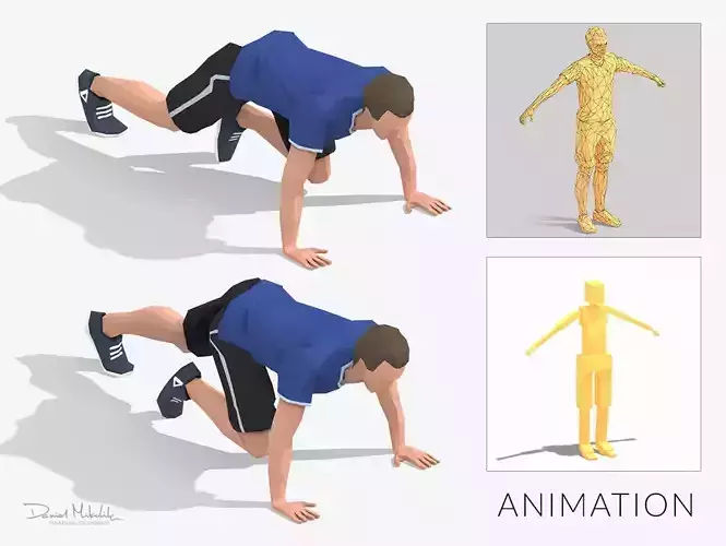 Mountain Climber  Exercise Man Animation Low-poly 3D model