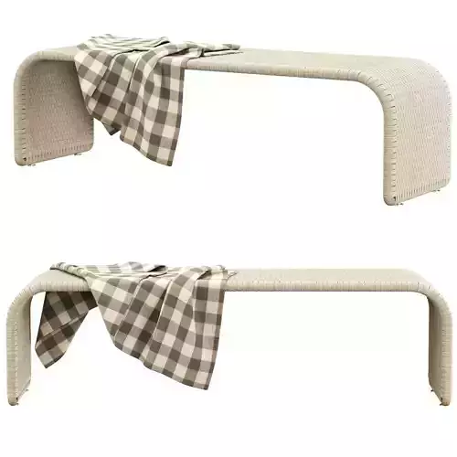 Emma large rattan bench  3D model