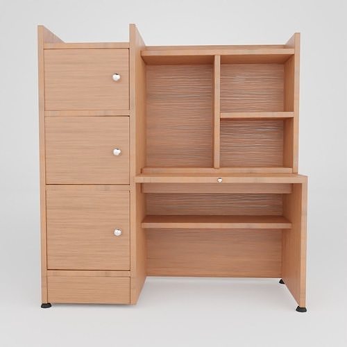 modern wooden study table design Low-poly 3D model