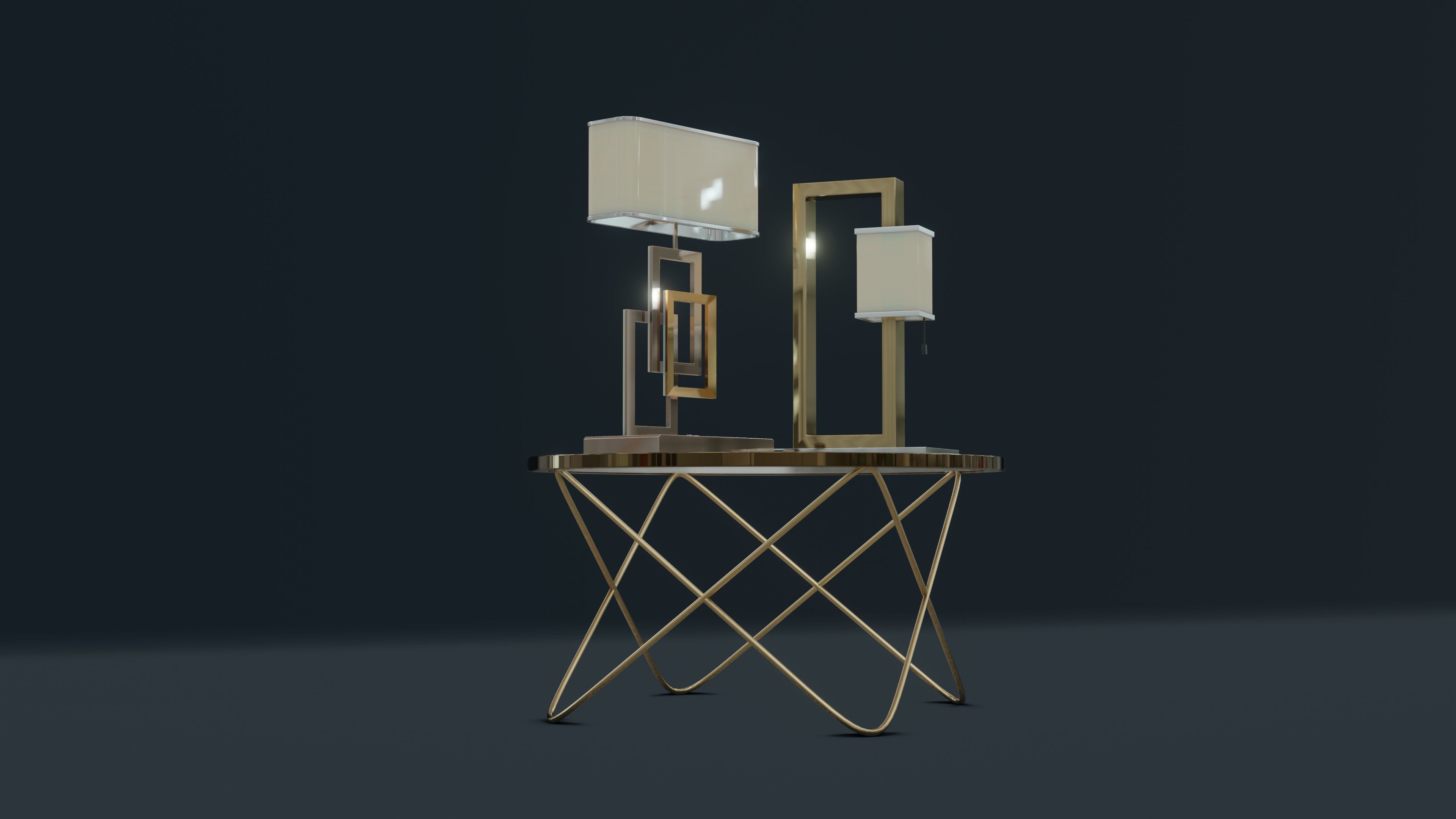 Modern Lamp with Table - 2 in 1 Free 3D model_2