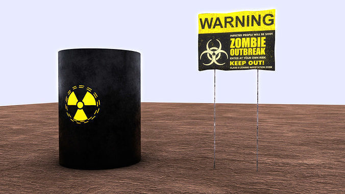  Zombie warning Toxic Barrel 3D model