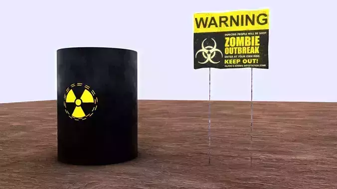  Zombie warning Toxic Barrel