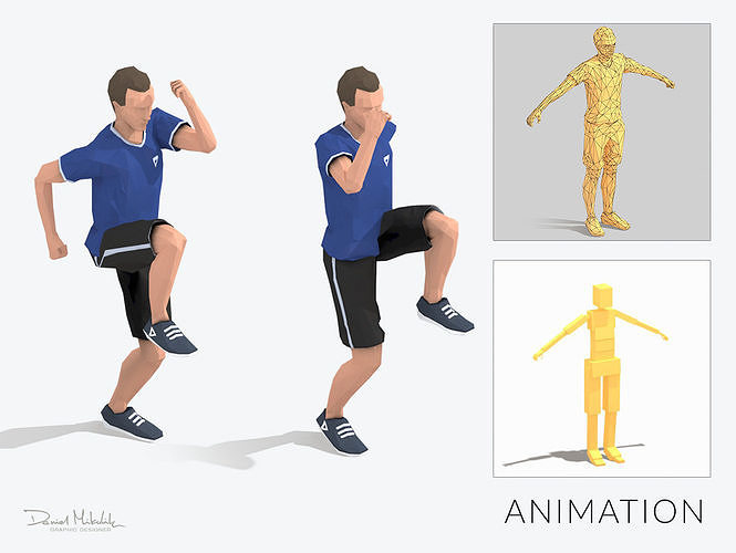 Run In Place  Exercise Man Animation Low-poly 3D model