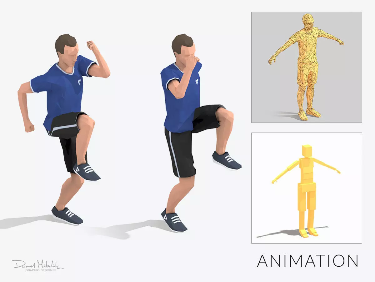 Run In Place Exercise Man Animation Low-poly 3D model
