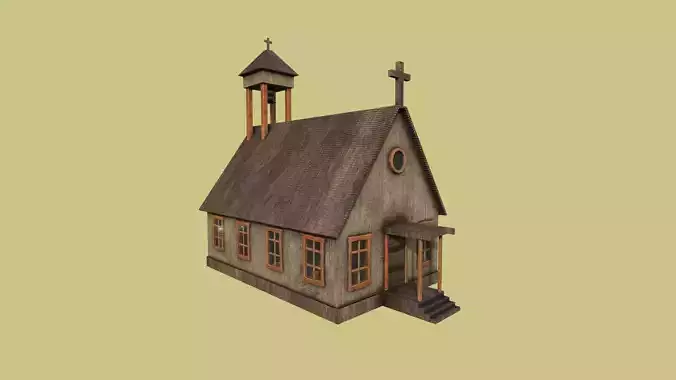 Western Church - Old West Scene Asset - Backdrop Full Perm Low-poly 3D model
