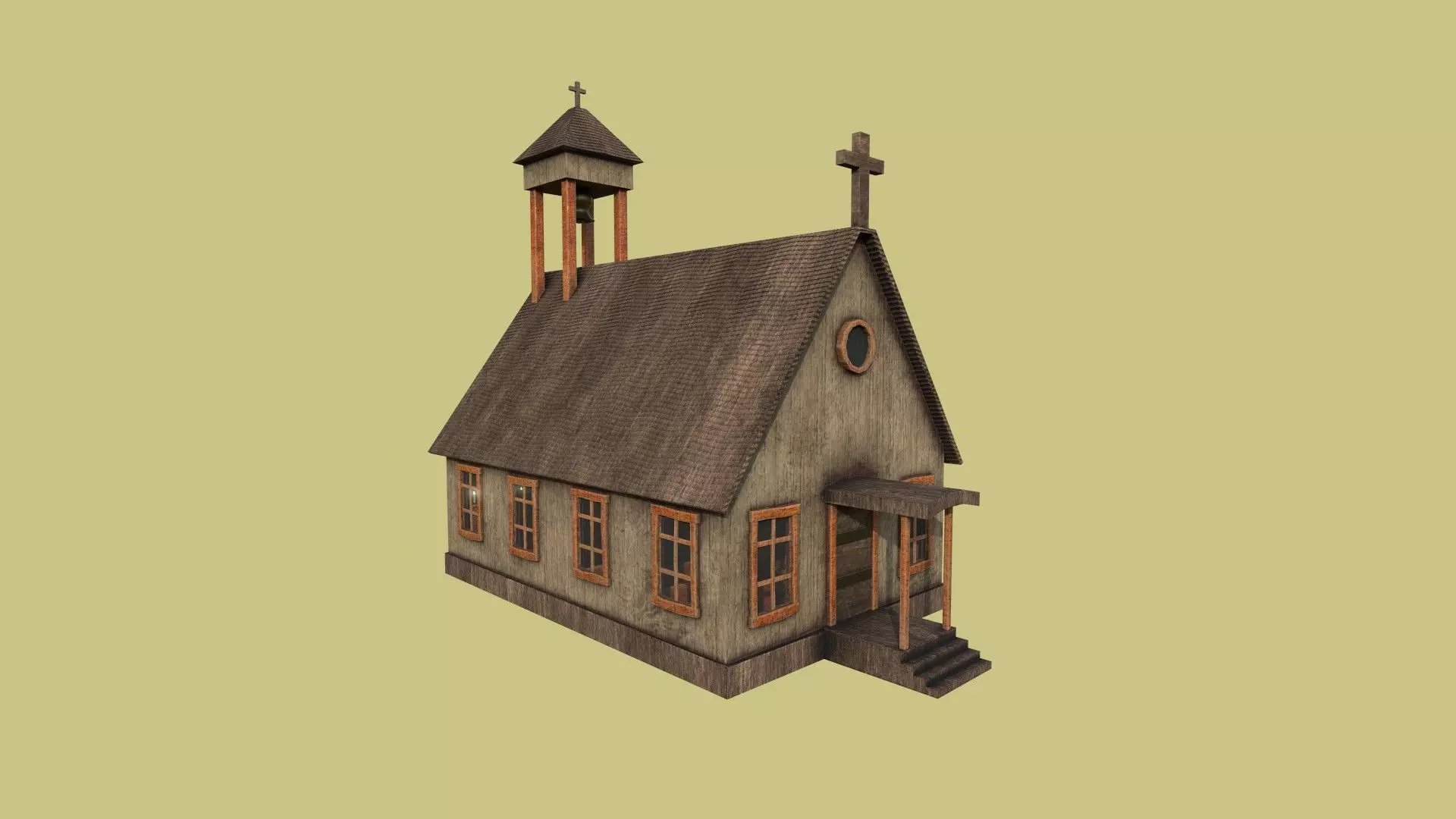 Western Church - Old West Scene Asset - Backdrop Full Perm Low-poly 3D model_0