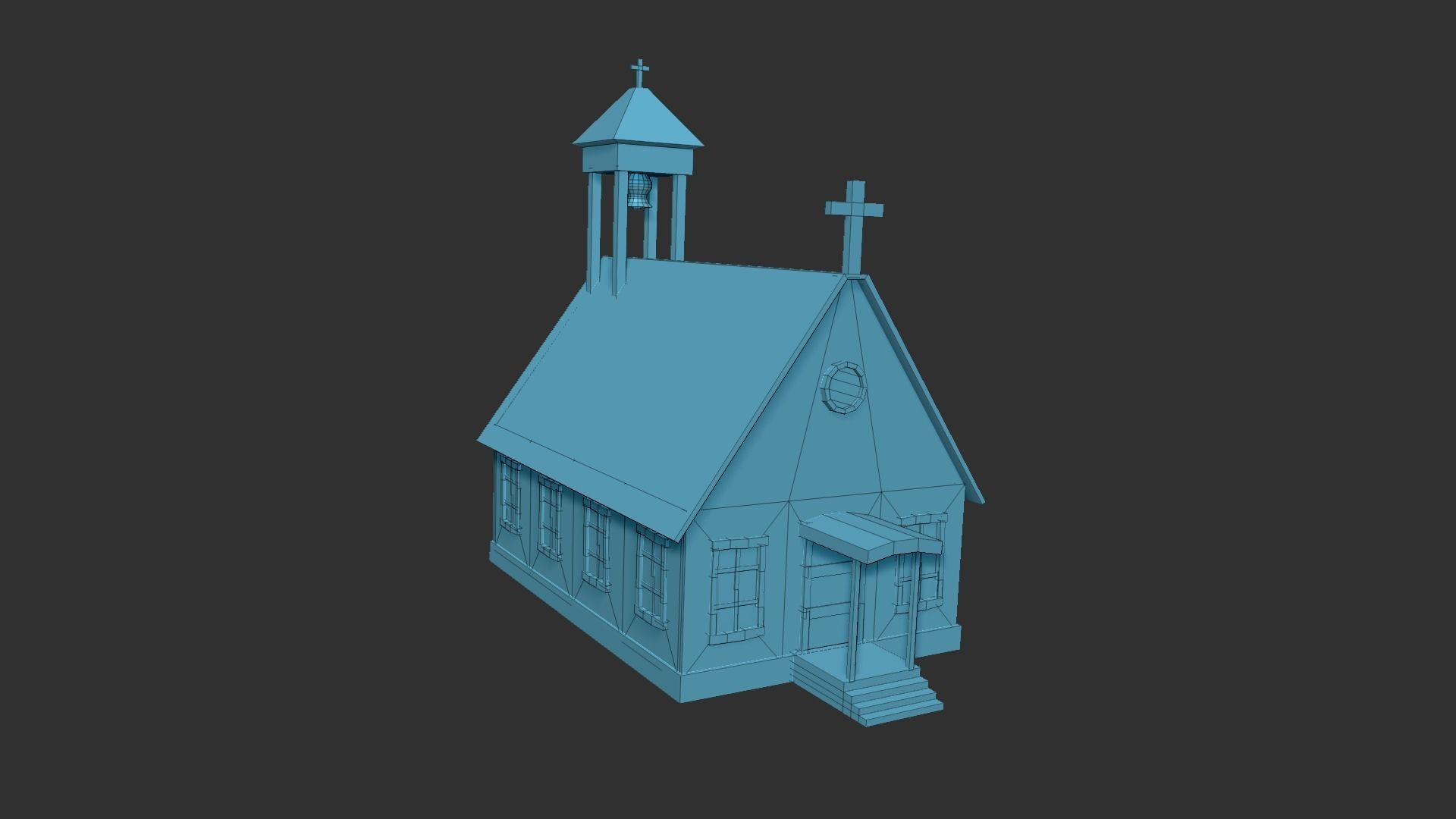 Western Church - Old West Scene Asset - Backdrop Full Perm Low-poly 3D model_14