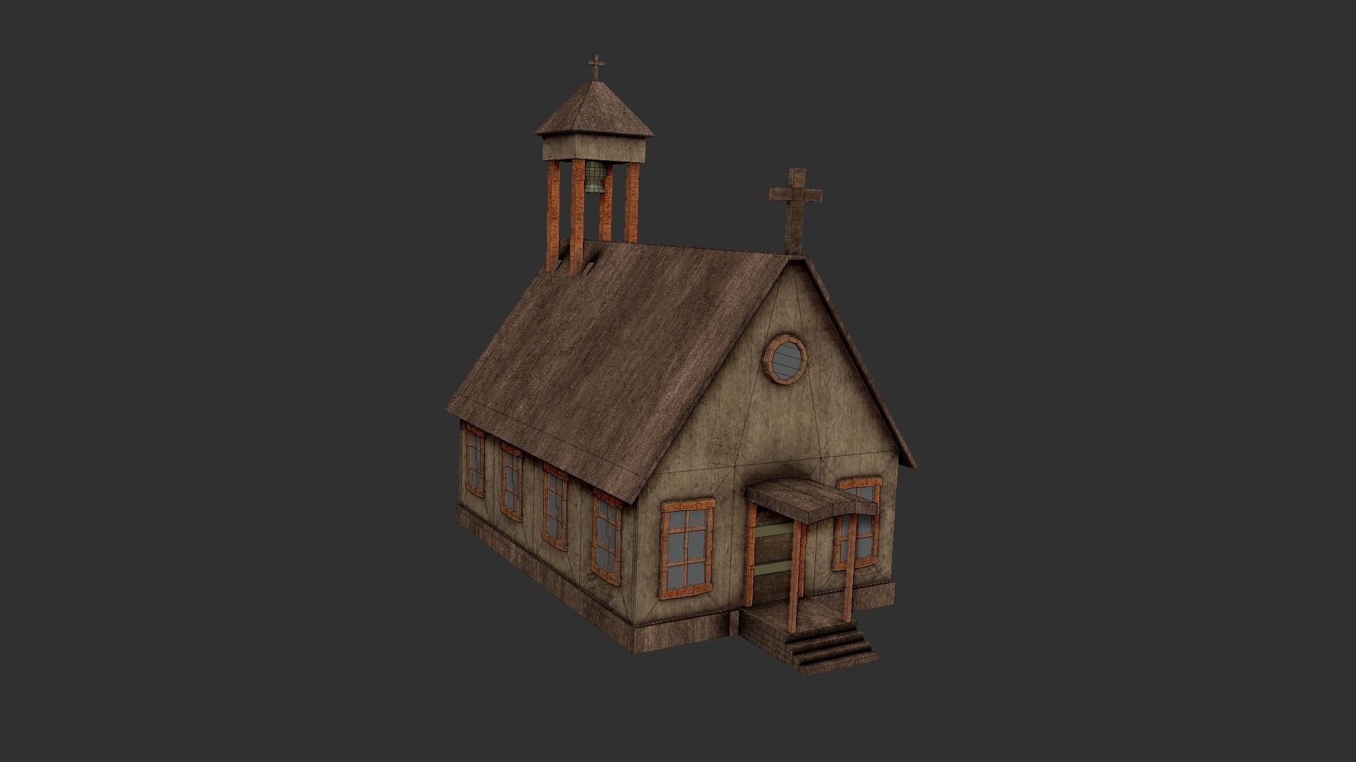 Western Church - Old West Scene Asset - Backdrop Full Perm Low-poly 3D model_13