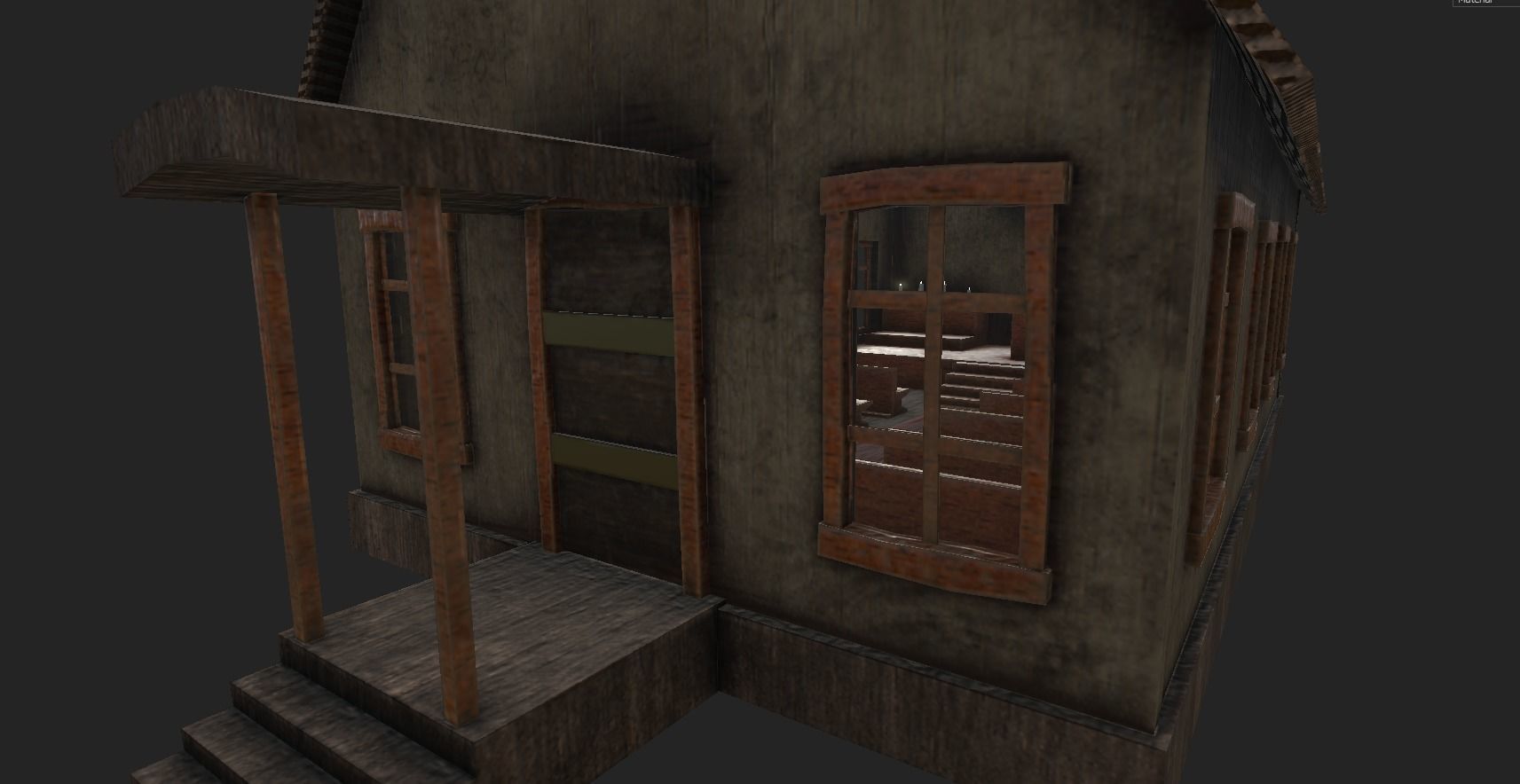 Western Church - Old West Scene Asset - Backdrop Full Perm Low-poly 3D model_5