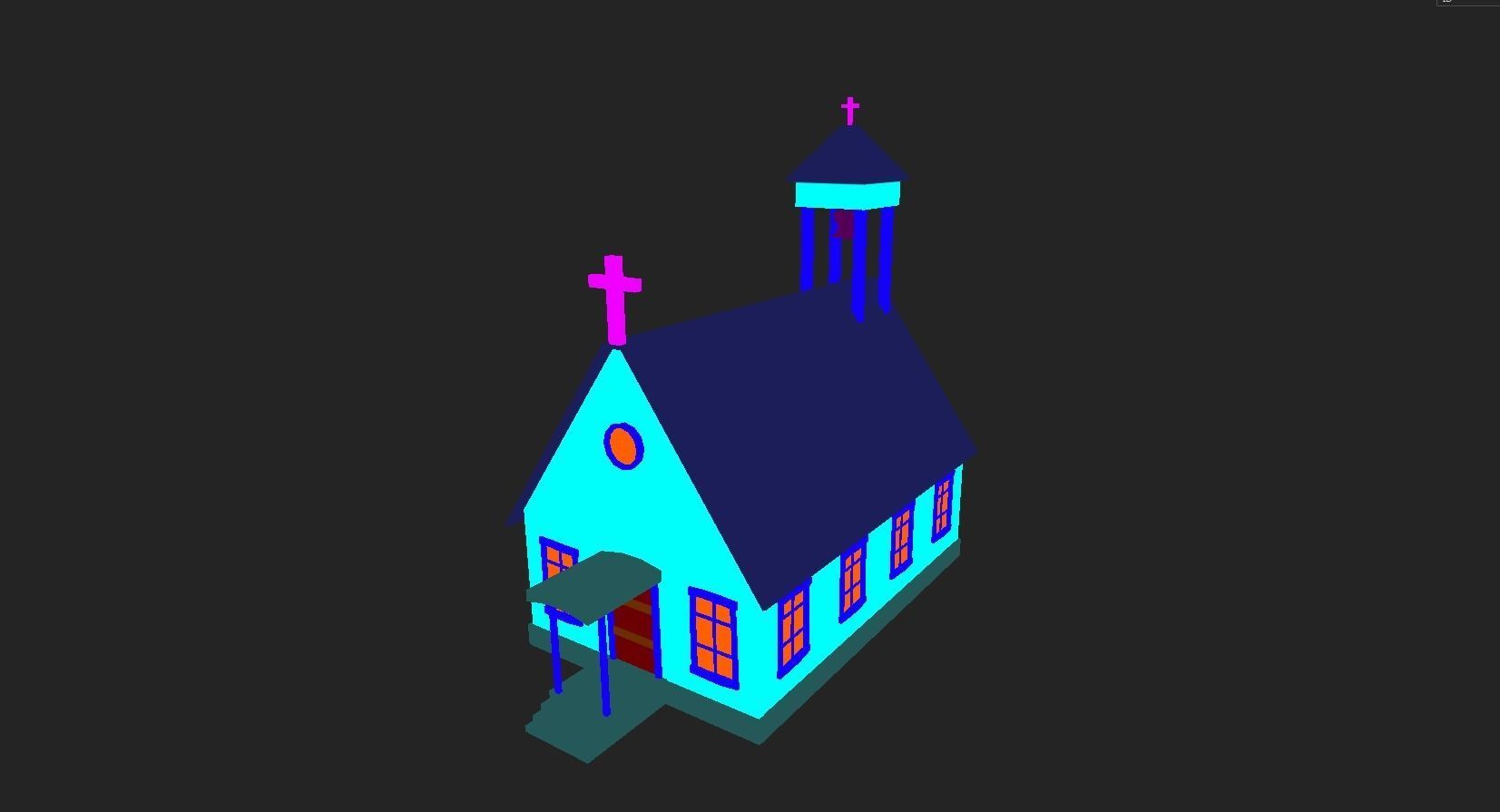 Western Church - Old West Scene Asset - Backdrop Full Perm Low-poly 3D model_9