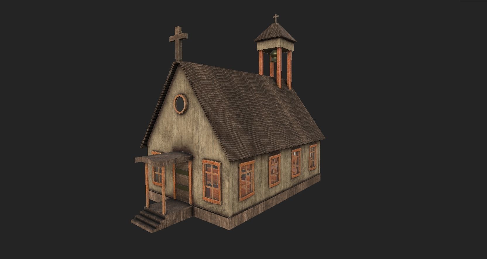Western Church - Old West Scene Asset - Backdrop Full Perm Low-poly 3D model_4