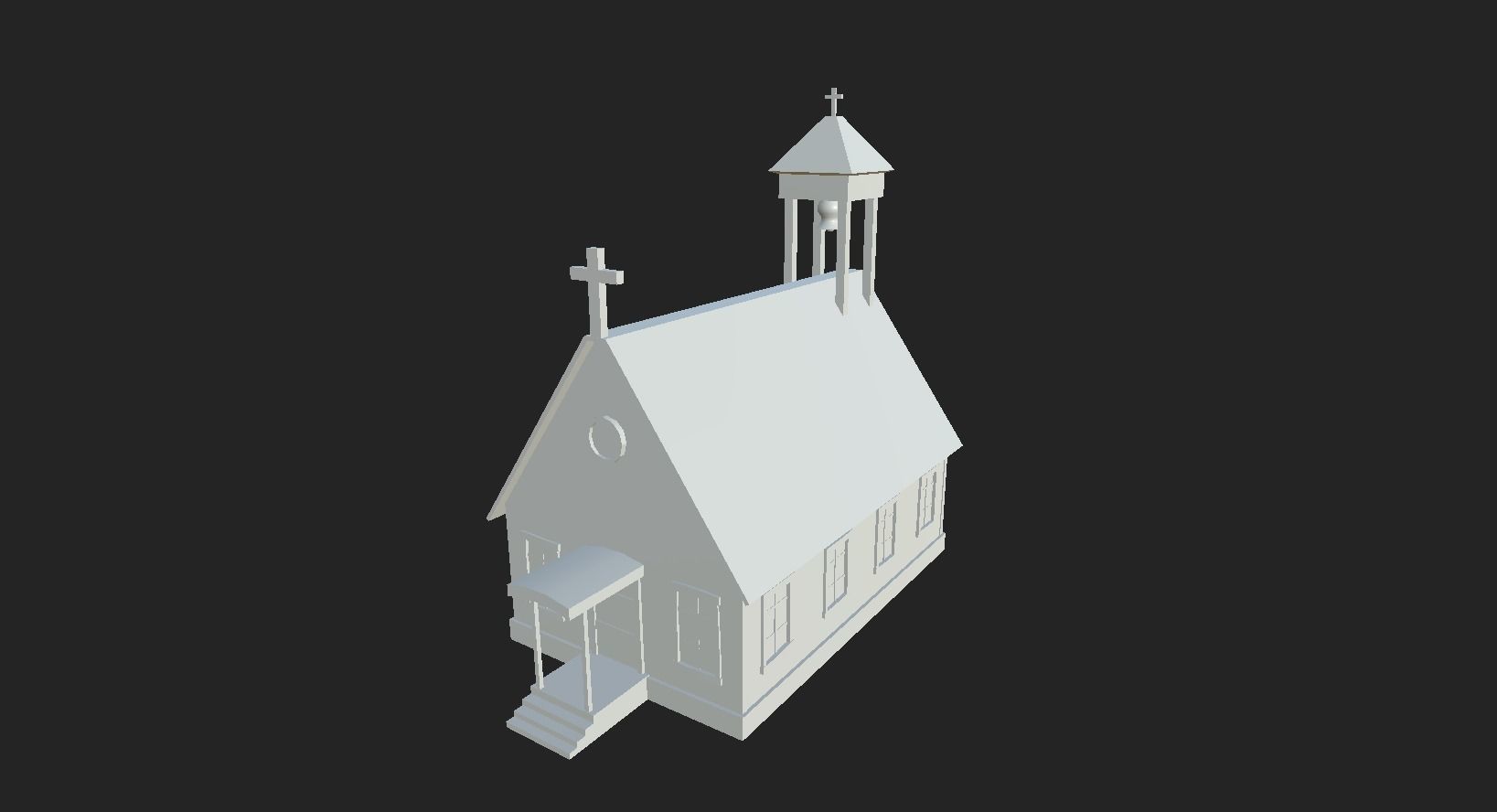 Western Church - Old West Scene Asset - Backdrop Full Perm Low-poly 3D model_15