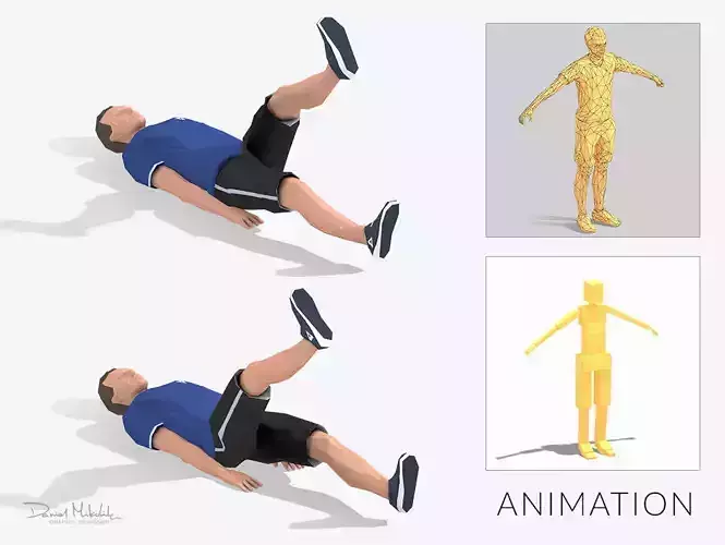 Scisors  Exercise Man Animation Low-poly 3D model