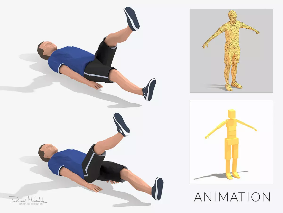 Scisors Exercise Man Animation Low-poly 3D model