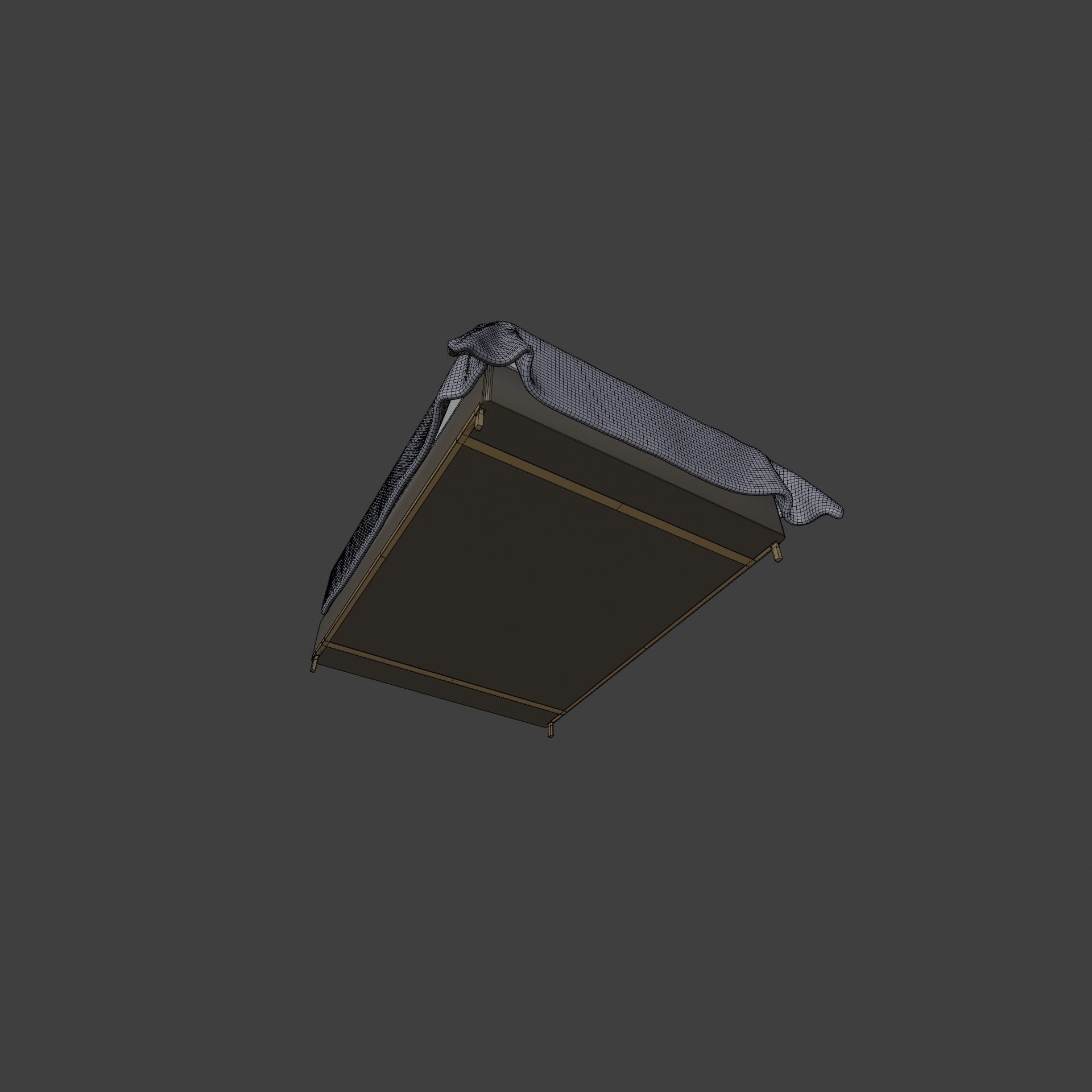 Full Size Bed Low-poly 3D model_8